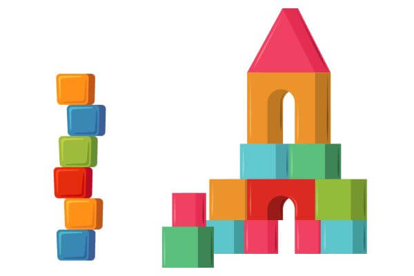 Blocks show the base of support as an example of how adapting yoga posturesy